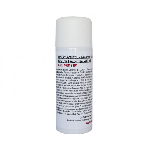 SPRAY Silver - Fat Soluble Food Colour without E171, Azo Free, 400 ml