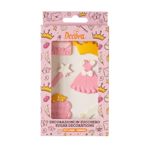 Sugar Decor - Pink Princess R 2.6 and 5 cm, 6 patterns, 6 pcs