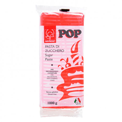 Sugar Paste Intense Red Pop, Coating and Decorations, 1 Kg Modecor