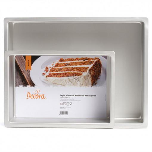 Tava Blat, Prajitura Dreptunghiulara Margini Drepte, 30 x 20 x H 10 cm, Aluminiu Anodizat