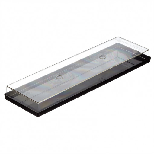 Tavita Margini drepte, Plexiglas Negru + Capac Transparent, 39 x 10.9 x H 3.2 cm