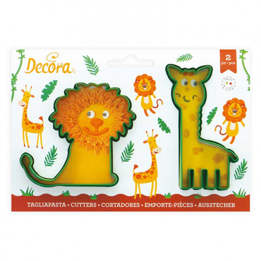 Жираф и лъв - пластмасови резачки R 8 и 9,5 x H 2,2 cm, 2 бр.