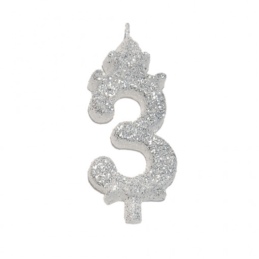 Свещ за торта H 8,5 cm, фигура 3, сребро