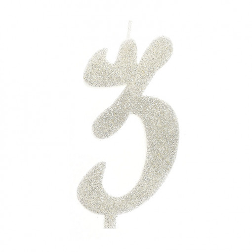 Свещ за торта XL H 12 cm, фигура 3, сребро