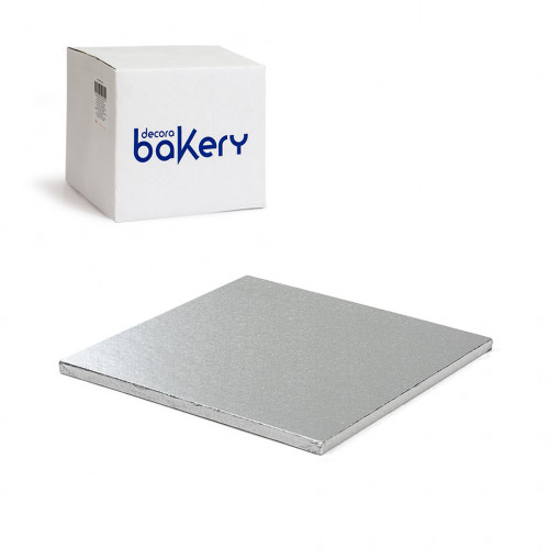 10 db-os ezüst négyzet alakú tortalap készlet, 36 x 36 x H 1,2 cm