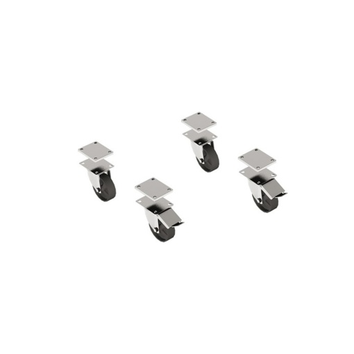 4 swivelling wheels on stainless steel plate, height 12.6 cm, model KRPRVX