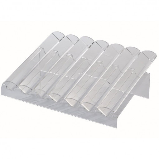 7 Pillar Slanting Slanting Macaroon Stand, Transparent Plexiglas, 46 x 33 x H 14.5 cm