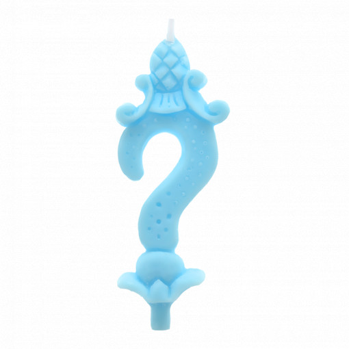Cake Candle H 8.5 cm, Question Mark, Blue