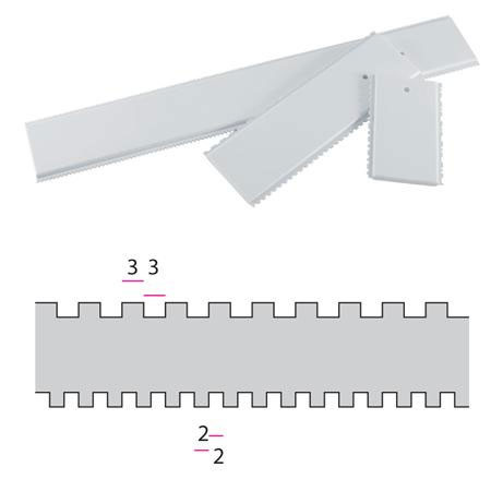 Decorating Comb, 2 Patterns 2 and 3 mm wide, Plastic, W 70 cm