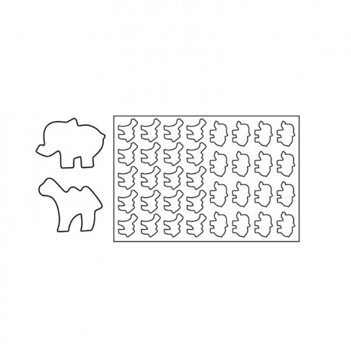 Elephant and camel shape cutting plate Ø7.5-8cm, 20/16 cavities