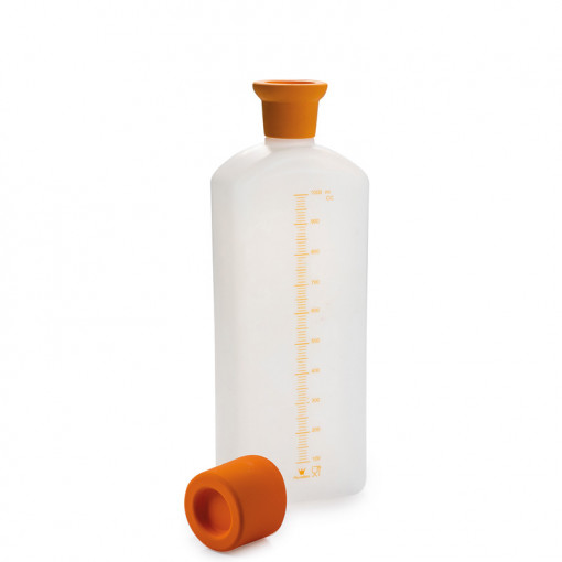 Flacon Gradat 1 Litru cu Dop si Capac Perforat Distribuire Siropuri, 10x5.6xH27.5cm