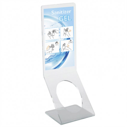 Hol Holder for Hygienising Bottle Ø 5.2 cm, Transparent Plexiglas, 8 x 8 x H23 cm