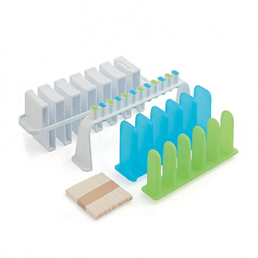 Kit Forma Silicon Inghetata Ice Pop, 2 forme silicon x 6 cav. 3.7 - 5.5 x 9 - 10.5 x H 2.2 x 1.35 cm, 100 bastonase