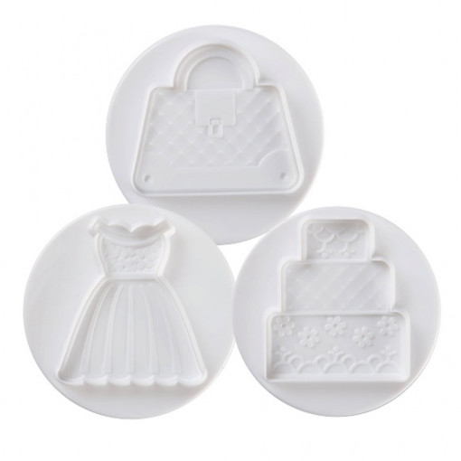 Party Fashion - Plastic Cutters with Extractor Ø 7.2 - 8.7 cm, Set of 3 pcs
