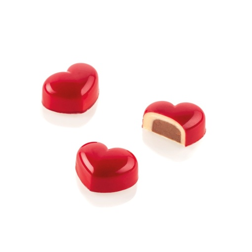 Polikarbonát + szilikon formakészlet, 24 üreg Szív, 3,5 x 2,7 x H 1,7 cm, 9,4 gr (CH020)