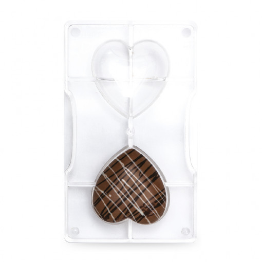 Polycarbonate Chocolate Mould, Heart Ø 6.8 cm, 2 Cavities, 20 x 12 x H 2 cm