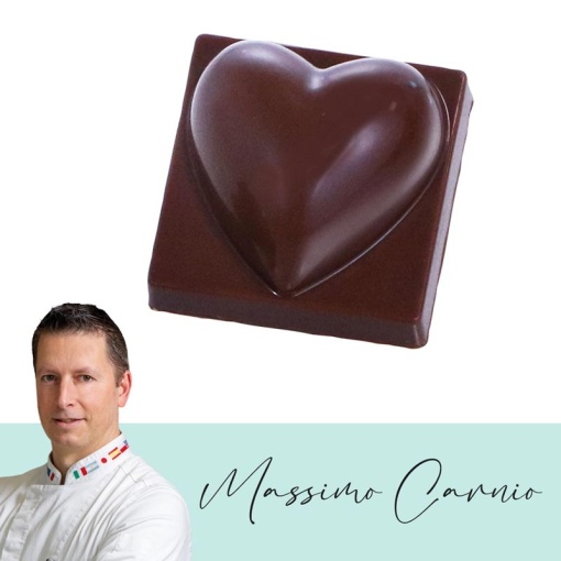 Polycarbonate mould 24 Chocolate Praline Hearts, 3 x 3 x H 1,75 cm, 11 gr