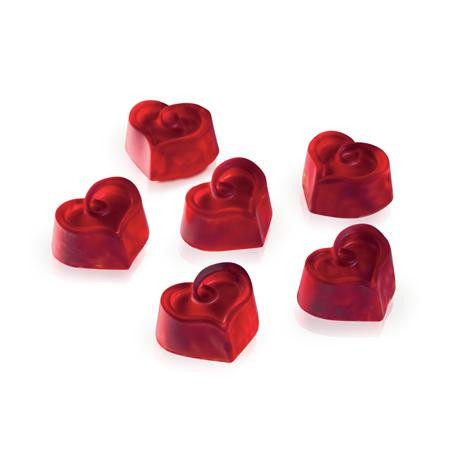 Polycarbonate mould with 30 Chocolate Praline Hearts, 3,1 x 2,7 x H 1,4 cm, 8 gr
