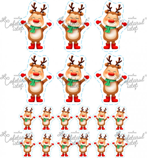 Printed Sugar Paste Christmas Model 4, Reni 18 Decorations Ø 4.5 - 9.5 cm, A4 - Confectioner Istet