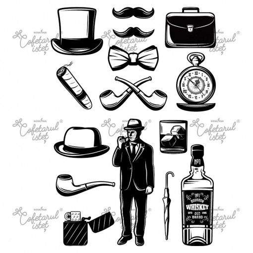 Printed Sugar Paste For Him Model 5, 15 Decorations Ø 4.5 - 15 cm, A4 - Confectioner Istet