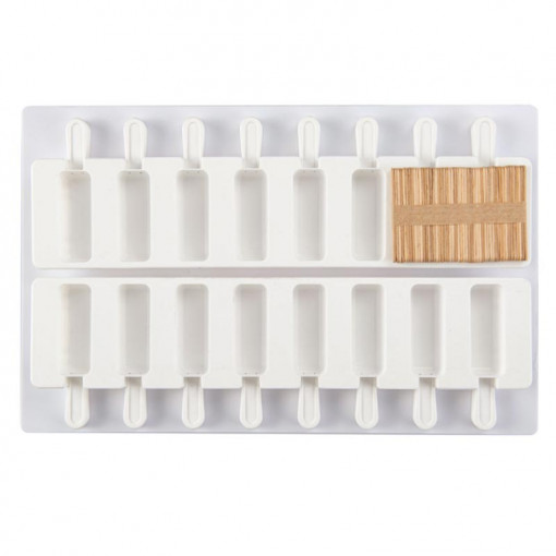 Set of 2 Silicon Brick Mini Ice-cream moulds on stick 35 ml, 16 cavities