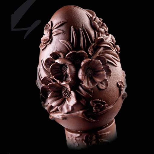 Silicon Mould Medium Egg Decorated with Peach Flowers, Ø 12 x H 18.5 cm
