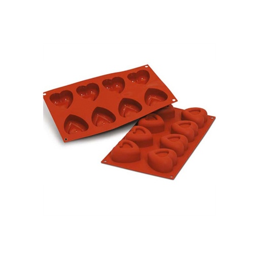 Silicone Savarin Heart mould 5.9 x 6 x H 3 cm, 8 cavities, 72 ml (SF087)