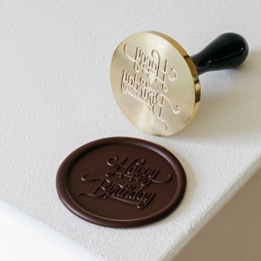 Stamp for Chocolate Decorations Seal Happy Birthday Model Happy Birthday Ø 6 cm
