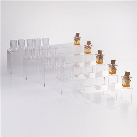 Suport Bufet Modular 5 Trepte, Plexiglas Transparent, H 5 - 15 cm