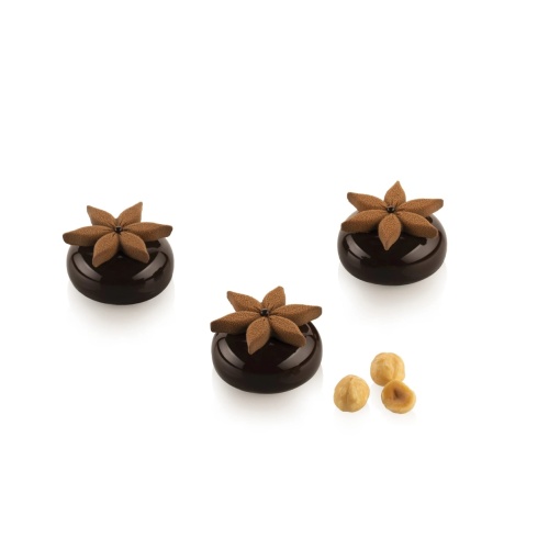 Szilikon Decor Top/Insertion forma, Virágos Corollák Ø 4,5 x H 0,6 cm, 15 üreg, 4 ml