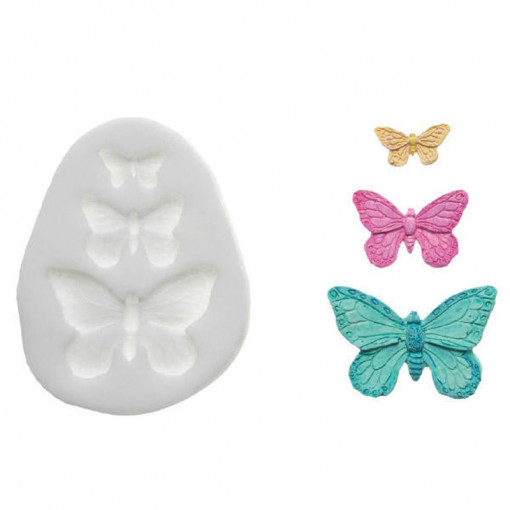 Szilikon formázó pillangók, 3 tárgy, 4,4 x 2,8 cm (SLK306)