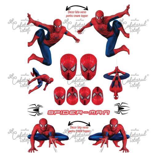 Захарна паста с печат SpiderMan Model 2, SpiderMan 15 декорации Ø 3,5 - 13 cm, A4 - Сладкарски изделия