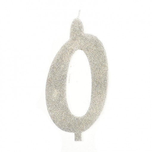 Свещ за торта XL H 12 cm, фигура 0, сребърна
