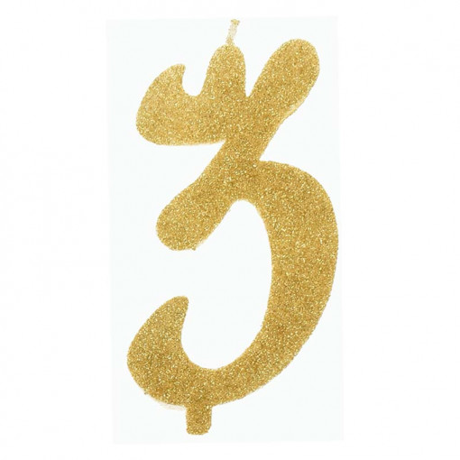 Свещ за торта XL H 12 cm, фигура 3, златиста
