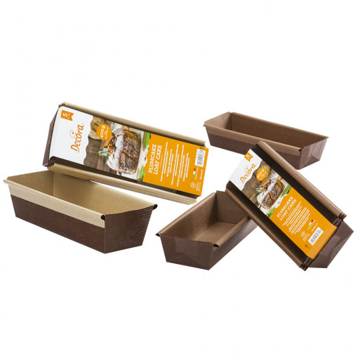 Форми за печене Chec/Cozonac 20xH4.5cm - 300 gr, термоустойчива картонена кутия, комплект 5 броя