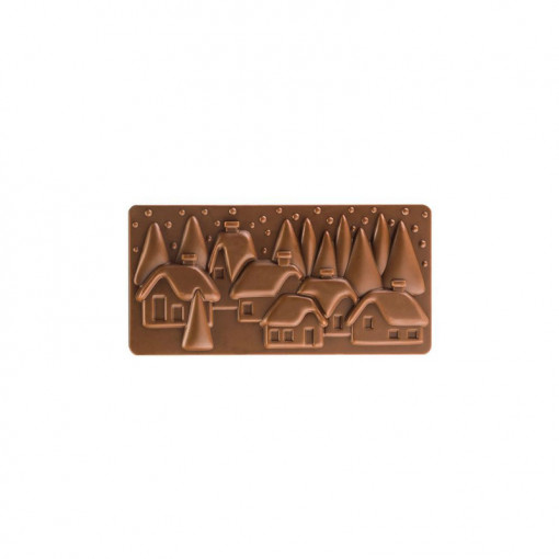 Шоколадови блокчета 15,4 x 7,7 x H 1 cm - Поликарбонатна форма за коледна елха, 3 кухини