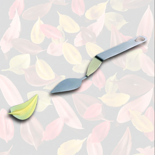 Шпатула от неръждаема стомана за декорация на шоколад - модел Leaf B, 8x4 cm