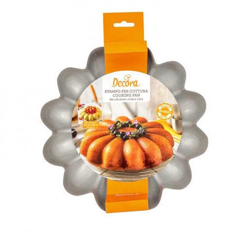 Baking Tin Decorated Flower Pattern, Ø 24 x H 6 cm, Non-stick Steel