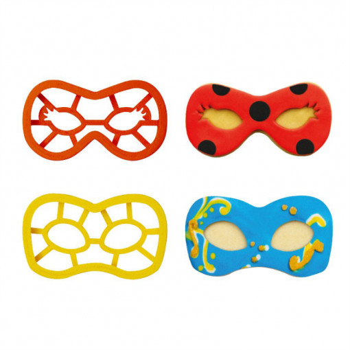 Carnival Masks - Plastic Cut-outs Ø 10 x H 2.2 cm, Set 2 pcs
