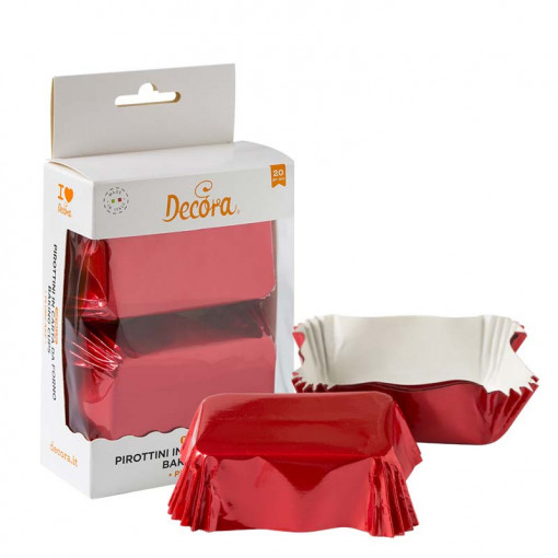 Chese Rectang. Paper Red Metallic 8 x 5 x H 3.2 cm, 20 pieces