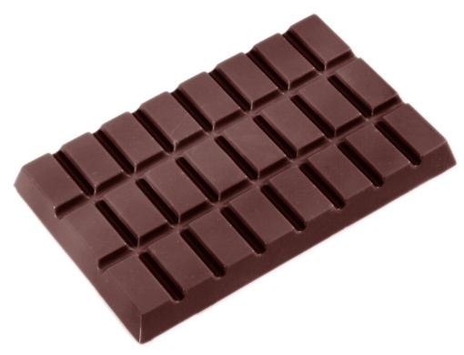 Chocolate bars 12.4 x 7.7 x H 1.5 cm, Polycarbonate mould, 3 cavities, 138 gr