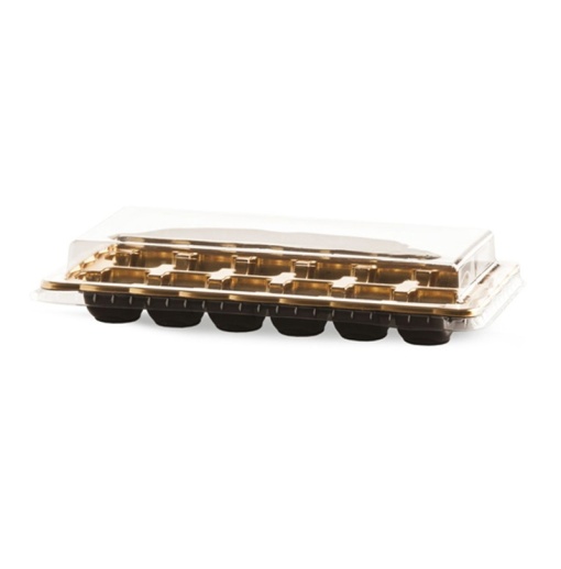 Cutie Macarons/Fursecuri, 12 cavitati, 26.2 x 13.8 x H 5 cm, Set 100 buc + Capace