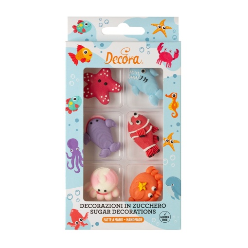 Decor Sugar - Sea Creatures R 4 cm, 6 patterns, 6 pcs