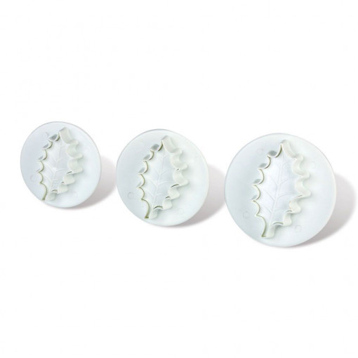 Frunze Ilex 1 Petal - Plastic Cutters with Extractor Ø 2, 3 and 3.5 cm, Set of 3 pcs