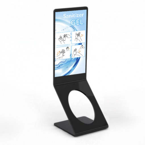Hol Holder for Sanitising Bottle Ø 5.2 cm, Black Plexiglas, 8 x 8 x H23 cm