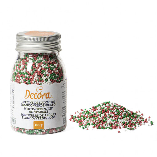 Perle Zahar Colormix - Alb, Verde, Rosu Ø 1.5 mm, 100 gr