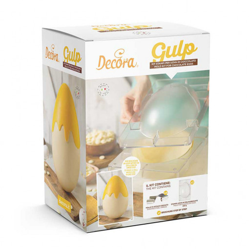 Polikarbonát forma Csokoládétojás Gulp, 1 üreg, 20,5 x 13,5 x H 7,5 cm, 2 darabos készlet