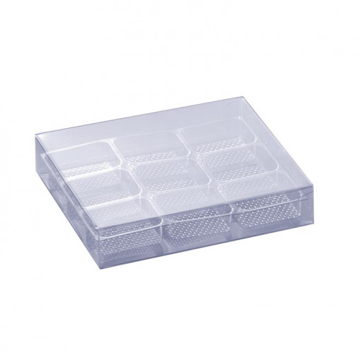Praline boxes plastic transp.9 cav. 11x10cm-25pcs