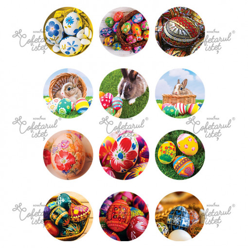 Printed Easter wafer Model 5, 12 decorations Ø 6 cm, A4 - Confectioner Istet