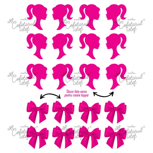 Printed Sugar Paste Barbie Model 3, 20 Decorations Ø 5 cm, A4 - Confectioner Istet
